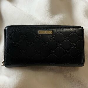 Gucci Black Embossed Long leather Wallet